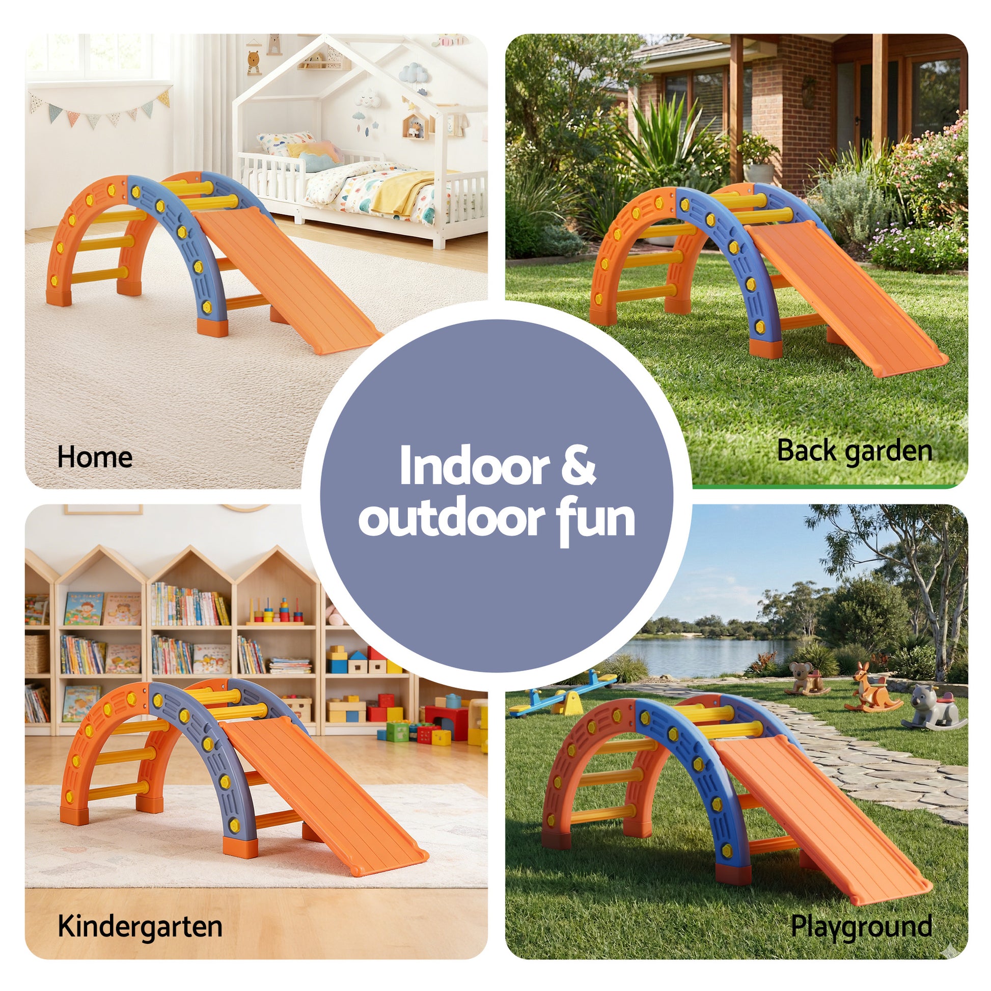 Keezi Kids Climbing Frame Set With Slide Indoor Outdoor Toddler Toys Pikler Arch Climber - Image 6