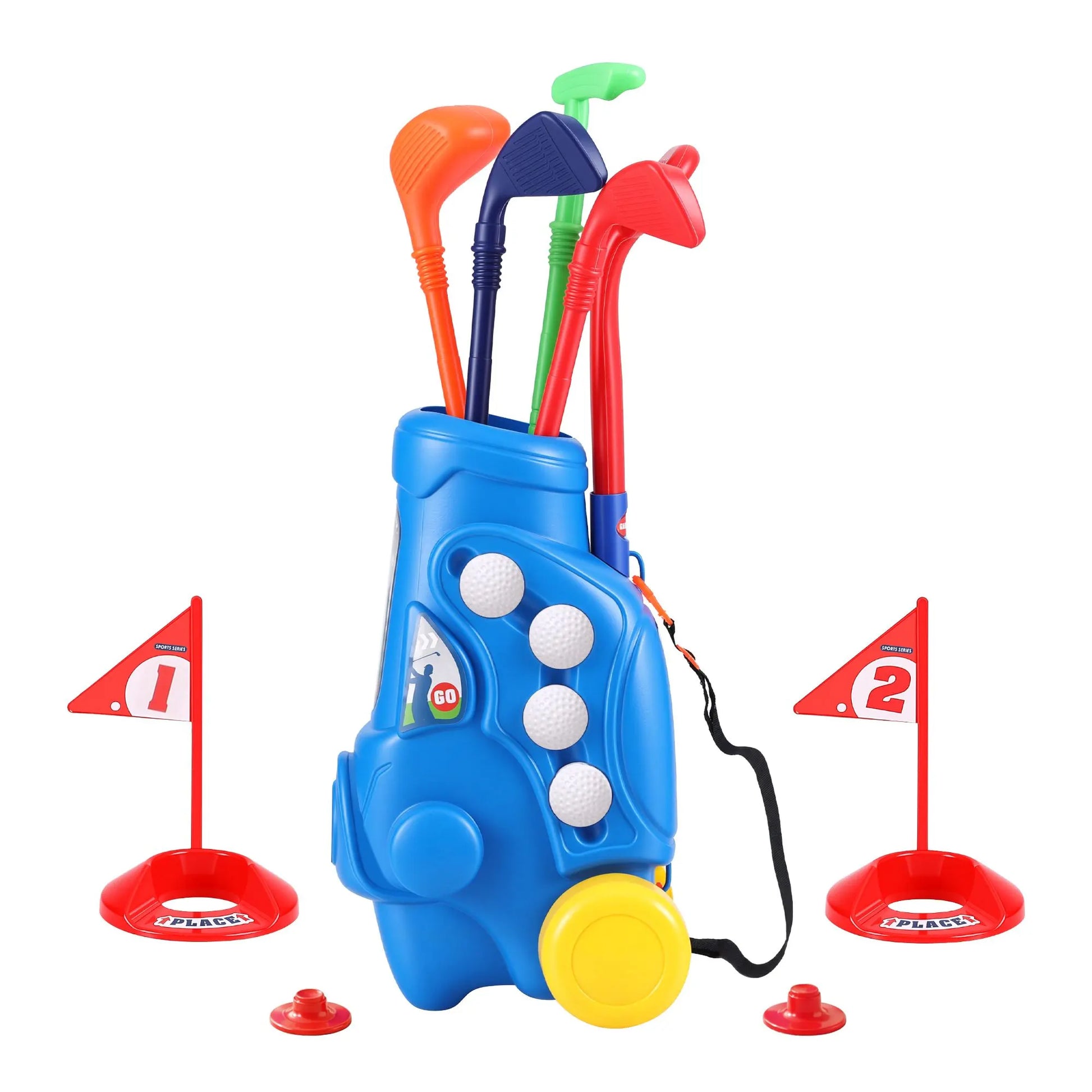 Keezi Kids Golf Set Toddler Club Set Pull Cart Indoor Outdoor Backyard Mini Toy Ages 2-6 - Image 2