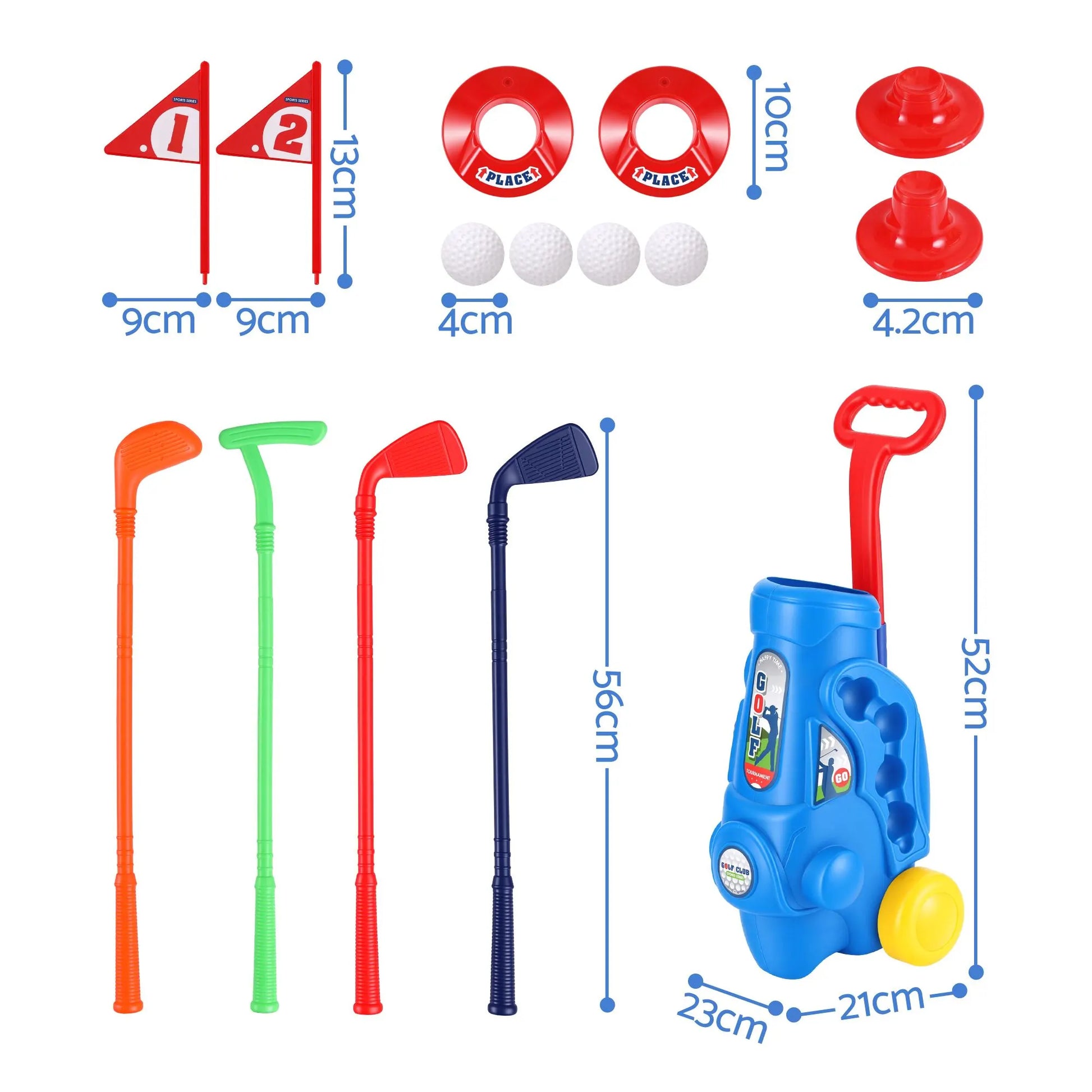Keezi Kids Golf Set Toddler Club Set Pull Cart Indoor Outdoor Backyard Mini Toy Ages 2-6 - Image 3