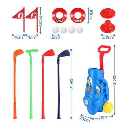 Keezi Kids Golf Set Toddler Club Set Pull Cart Indoor Outdoor Backyard Mini Toy Ages 2-6 - Image 3