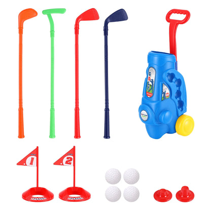 Keezi Kids Golf Set Toddler Club Set Pull Cart Indoor Outdoor Backyard Mini Toy Ages 2-6 - Image 4
