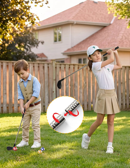 Keezi Kids Golf Play Set Chipping Game, 24 Sticky Balls, Adjustable Club & 2 Hitting Mats for Indoor Outdoor Ages 3-12 Play - Image 5