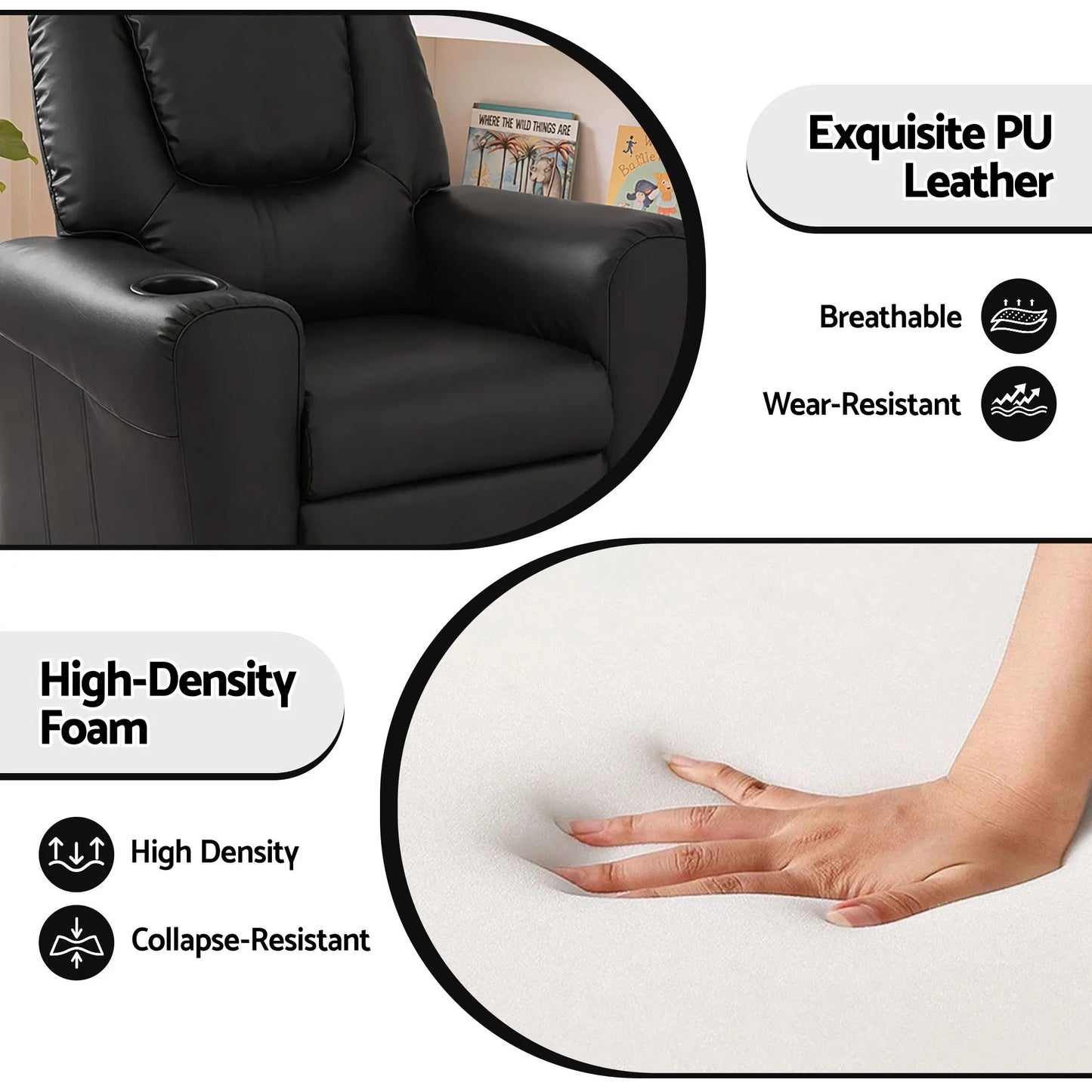 Keezi Kids Recliner Chair PU Leather Sofa Lounge Couch Children Armchair - Image 6