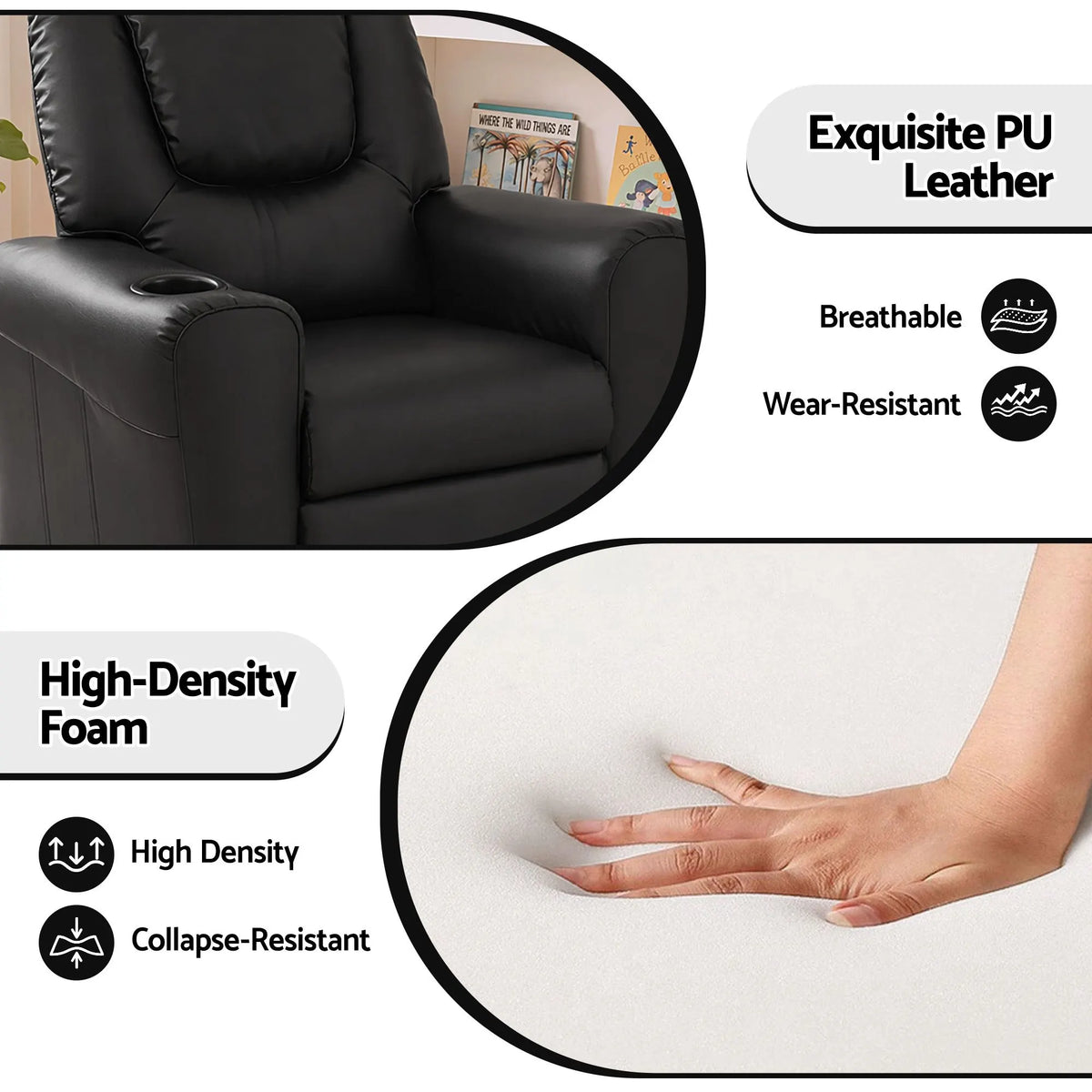 Keezi Kids Recliner Chair PU Leather Sofa Lounge Couch Children Armchair - Image 6