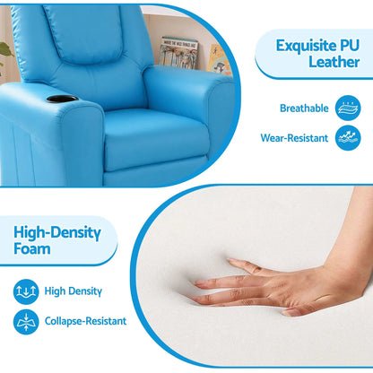 Keezi Kids Recliner Chair PU Leather Sofa Lounge Couch Children Armchair Blue - Image 6