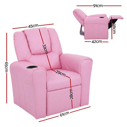 Keezi Kids Recliner Chair PU Leather Sofa Lounge Couch Children Armchair - Image 2