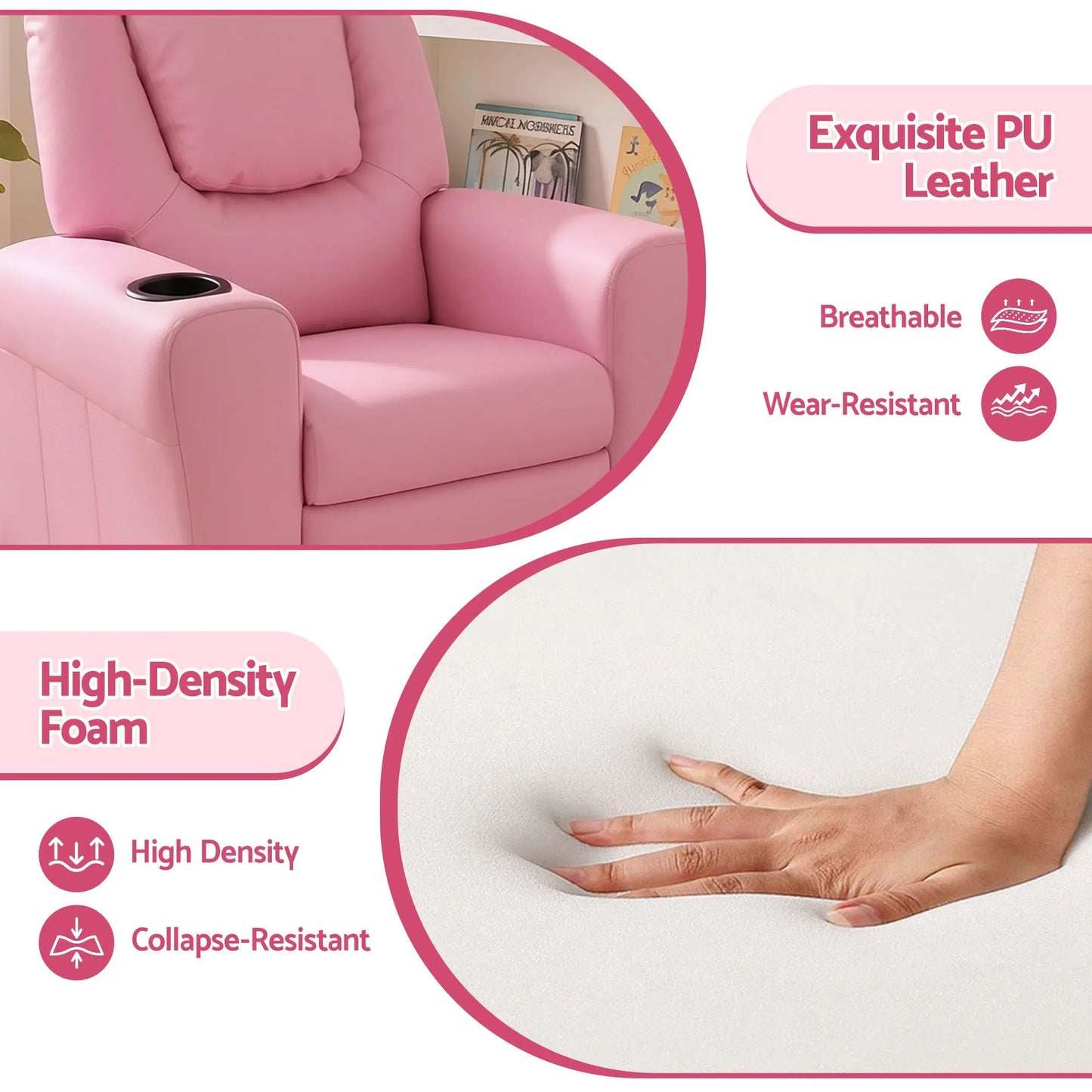 Keezi Kids Recliner Chair PU Leather Sofa Lounge Couch Children Armchair - Image 6