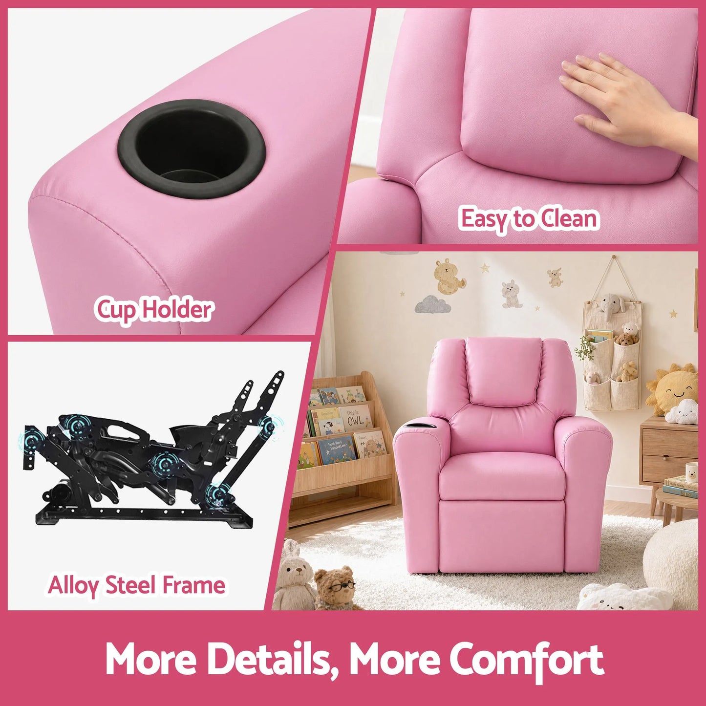 Keezi Kids Recliner Chair PU Leather Sofa Lounge Couch Children Armchair - Image 7