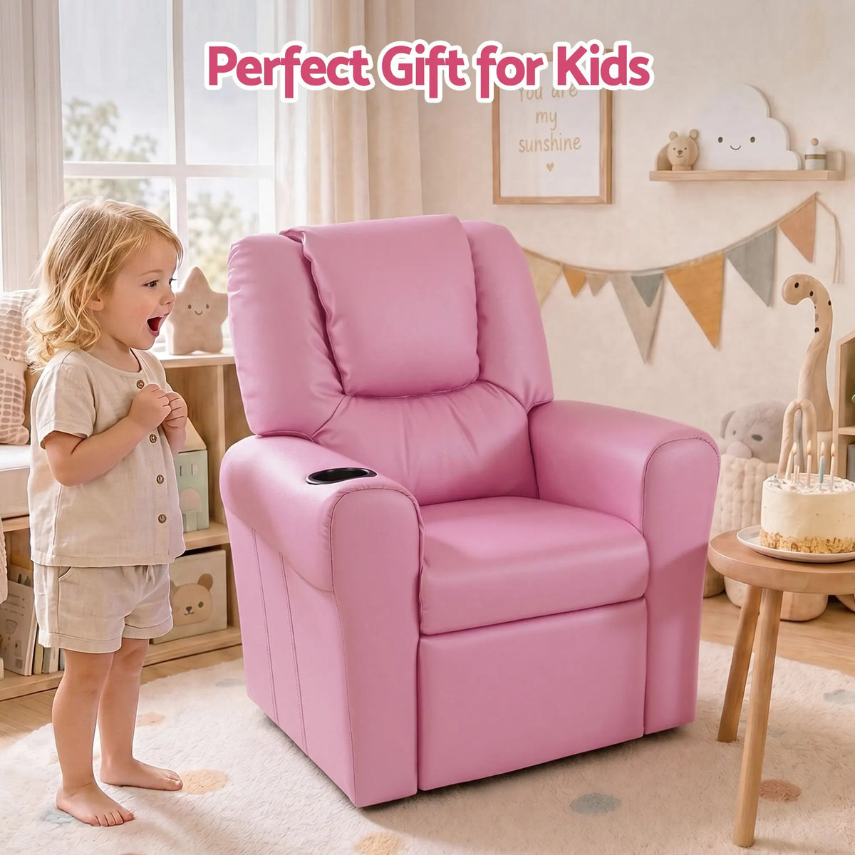 Keezi Kids Recliner Chair PU Leather Sofa Lounge Couch Children Armchair - Image 8