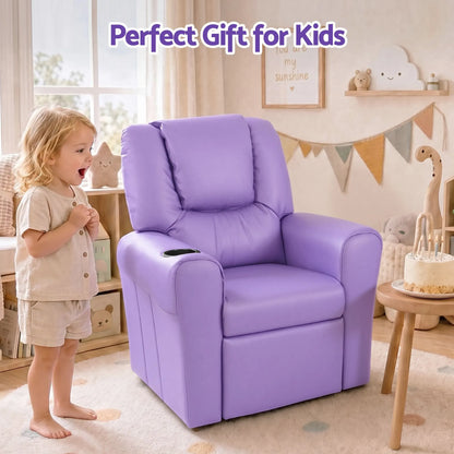 Keezi Kids Recliner Chair PU Leather Sofa Lounge Couch Children Armchair Purple - Image 8