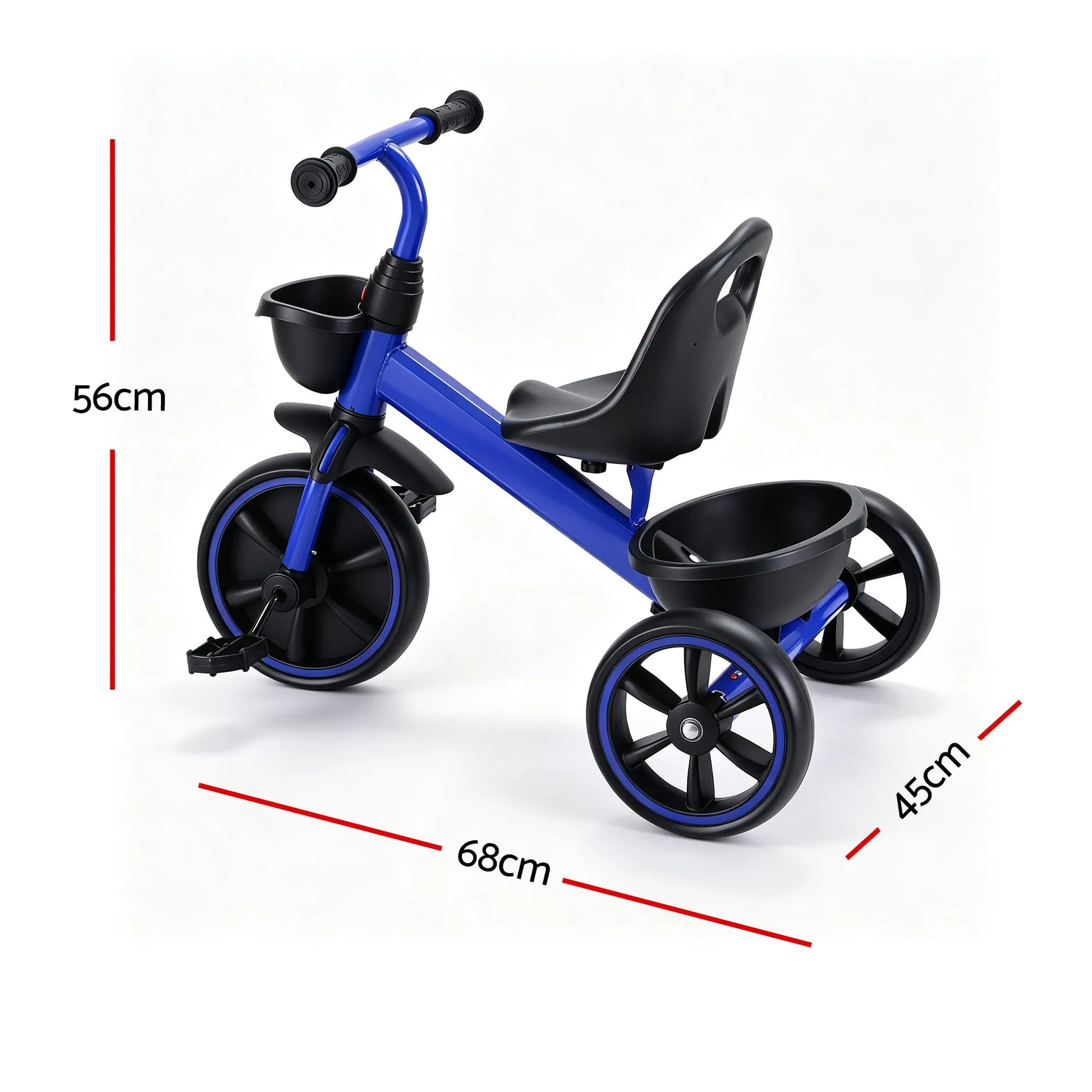 RIGO Tricycle Bike, Kids Bike with 3 wheels, basket Carbon Steel 68cm Blue - Image 2