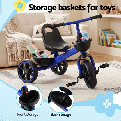 RIGO Tricycle Bike, Kids Bike with 3 wheels, basket Carbon Steel 68cm Blue - Image 5