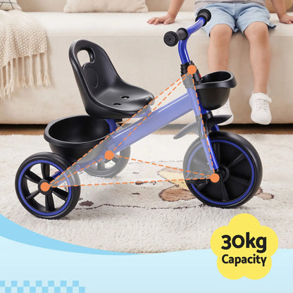 RIGO Tricycle Bike, Kids Bike with 3 wheels, basket Carbon Steel 68cm Blue - Image 6