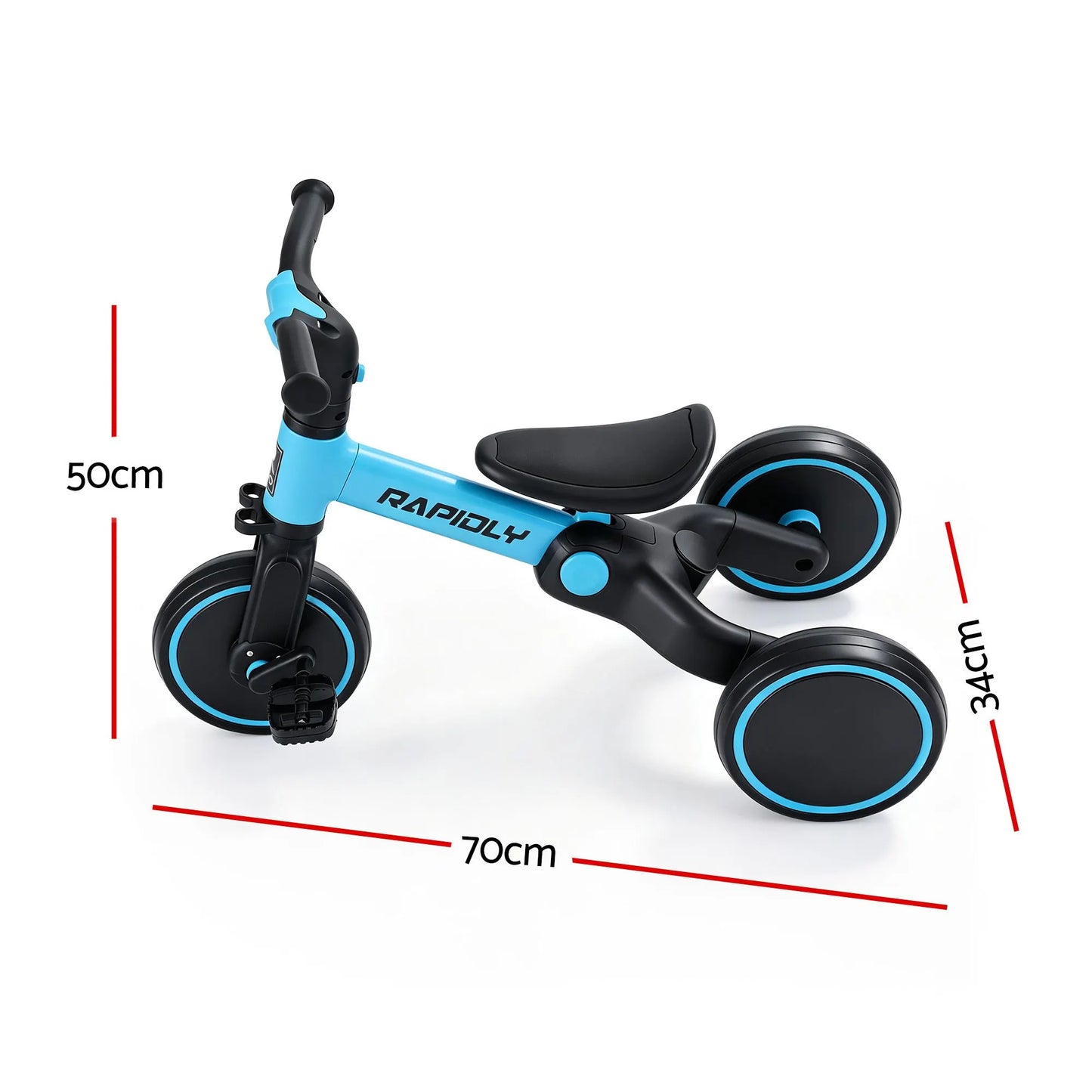 RIGO Tricycle Bike, Kids Bike with 3 wheels, Carbon Steel 70cm Blue - Image 2