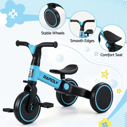 RIGO Tricycle Bike, Kids Bike with 3 wheels, Carbon Steel 70cm Blue - Image 6