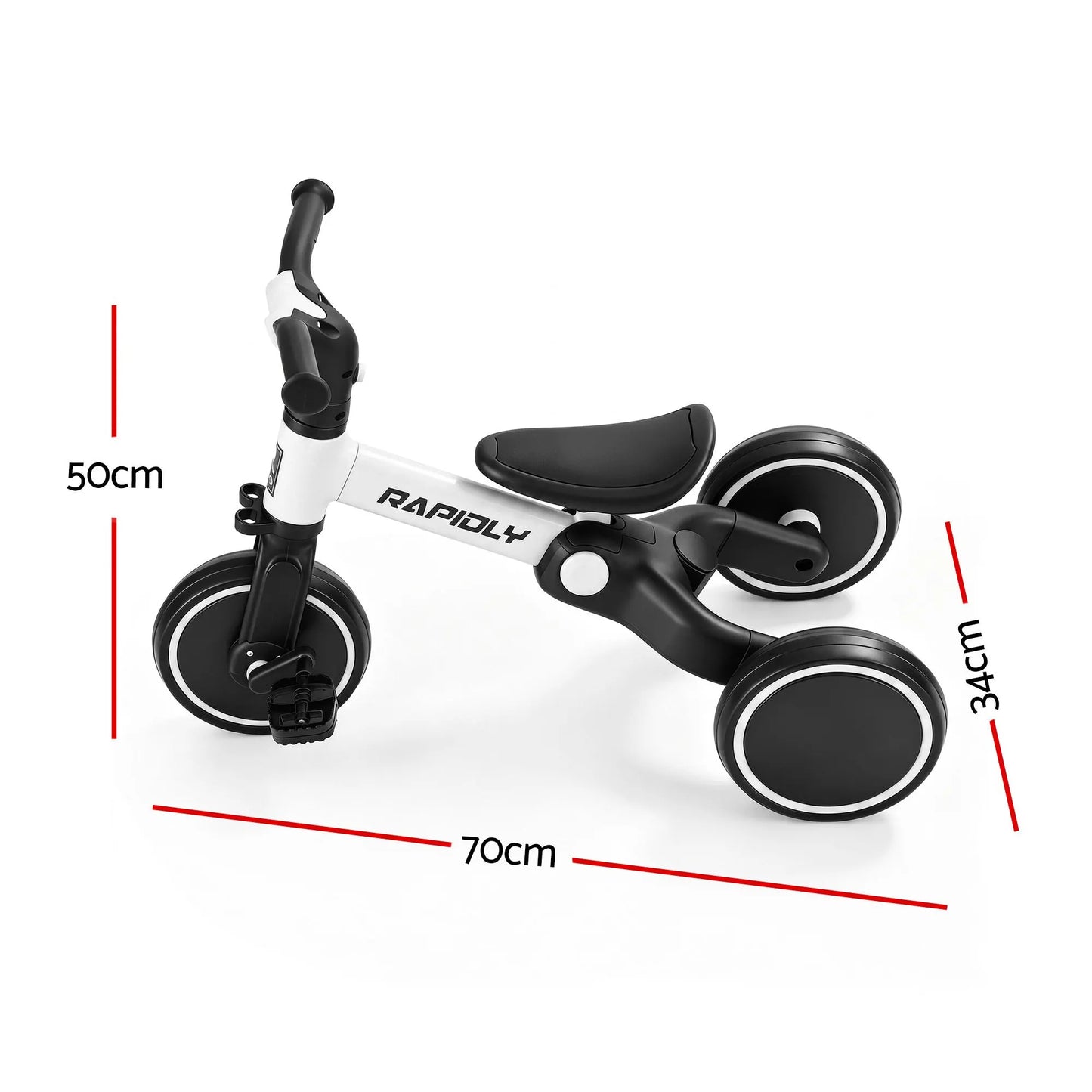 RIGO Tricycle Bike, Kids Bike with 3 wheels, Carbon Steel 70cm White - Image 2
