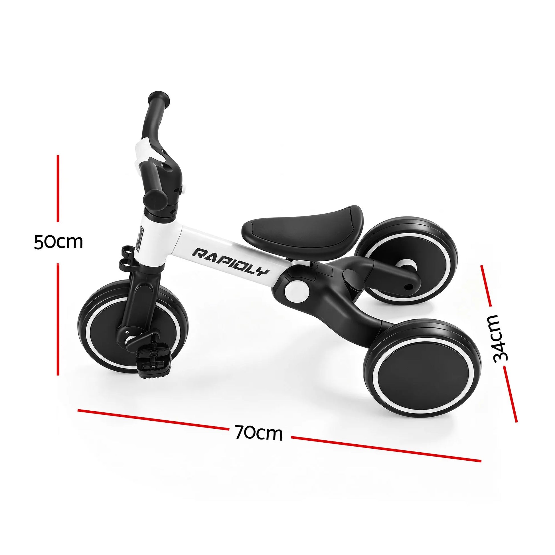 RIGO Tricycle Bike, Kids Bike with 3 wheels, Carbon Steel 70cm White - Image 2