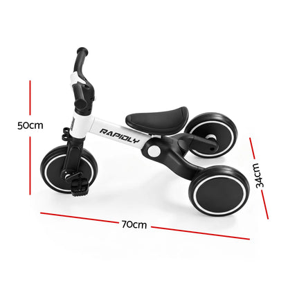 RIGO Tricycle Bike, Kids Bike with 3 wheels, Carbon Steel 70cm White - Image 2