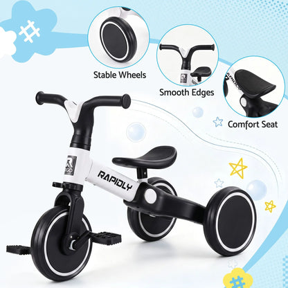 RIGO Tricycle Bike, Kids Bike with 3 wheels, Carbon Steel 70cm White - Image 6