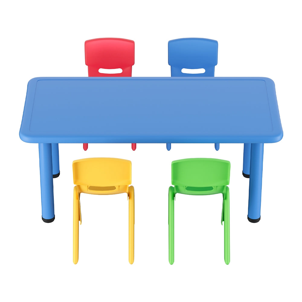 Keezi 5PCS Kids Table and Chairs Set Children Study Desk Furniture Plastic 4 Chairs - Image 3