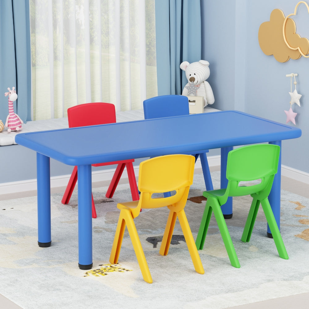 Keezi 5PCS Kids Table and Chairs Set Children Study Desk Furniture Plastic 4 Chairs - Image 7