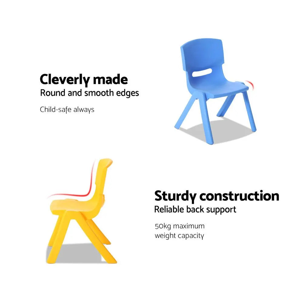 Keezi 5PCS Kids Table and Chairs Set Children Study Desk Furniture Plastic 4 Chairs - Image 3