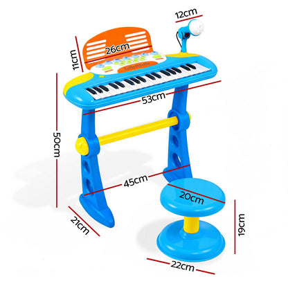 Keezi Kids Piano Keyboard 37 Keys Electronic Musical Instrument Set w/ Stool Microphone - Image 2