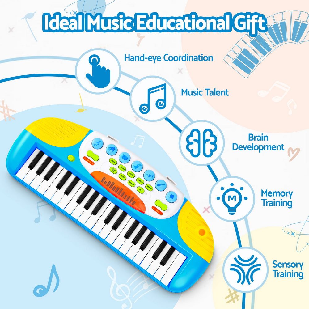 Keezi Kids Piano Keyboard 37 Keys Electronic Musical Instrument Set w/ Stool Microphone - Image 4