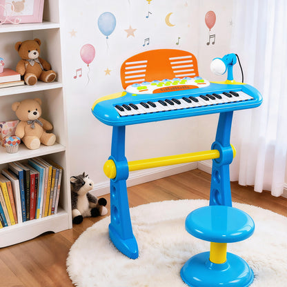 Keezi Kids Piano Keyboard 37 Keys Electronic Musical Instrument Set w/ Stool Microphone - Image 7