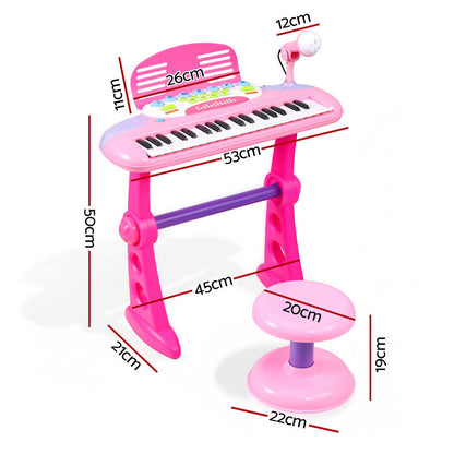 Keezi Kids Piano Keyboard 37 Keys Electronic Musical Instrument Set w/ Stool Microphone - Image 2