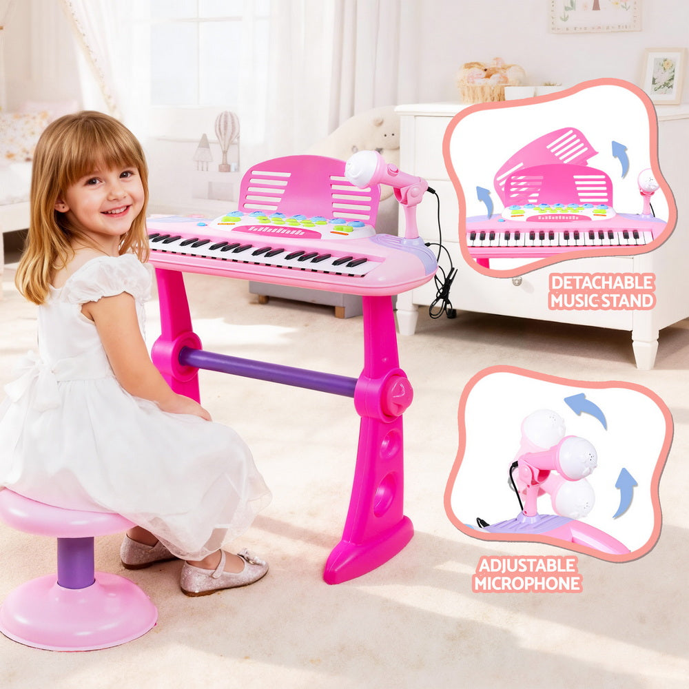 Keezi Kids Piano Keyboard 37 Keys Electronic Musical Instrument Set w/ Stool Microphone - Image 6
