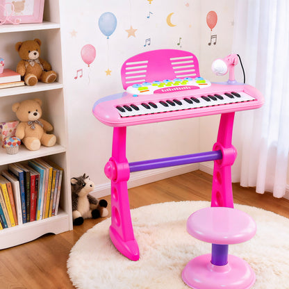 Keezi Kids Piano Keyboard 37 Keys Electronic Musical Instrument Set w/ Stool Microphone - Image 7