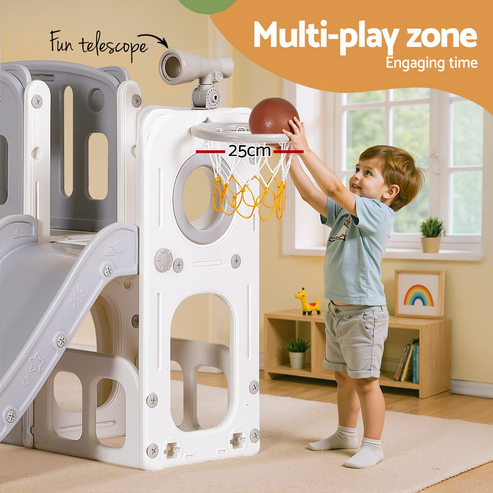 Keezi Kids Slide Swing Set Ball Hoop Rings Football Outdoor Toys - Image 8