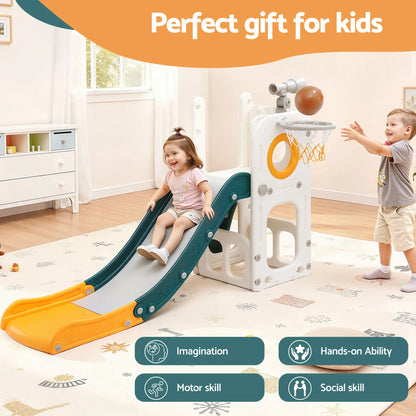 Keezi Kids Slide Set Basketball Hoop Outdoor Playground Outdoor Toys Telescope Storage - Image 8
