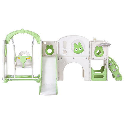 Keezi Kids Slide Swing Set Basketball Hoop Ring Football Outdoor Toys 140cm Green - Image 4