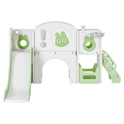 Keezi Kids Slide Swing Set Ball Hoop Rings Football Outdoor Toys Green - Image 4