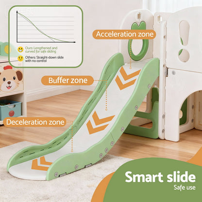 Keezi Kids Slide Swing Set Ball Hoop Rings Football Outdoor Toys Green - Image 9