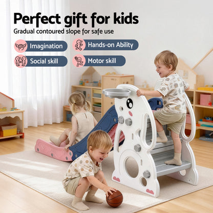 Keezi Kids Slide Set Basketball Hoop Ring Outdoor Playground Toy Rabbit 147cm - Image 8