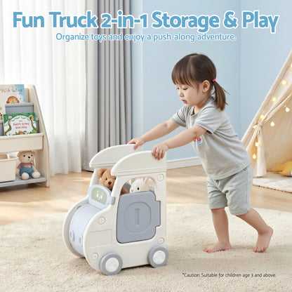 Keezi Toy Storage Organizer with 4 Storage Bins and Cabinet, Bookcase Kids Toys Box, Toy Storage for Kids Room, Playroom, Bedroom, Nursery, Car Shaped - Image 8