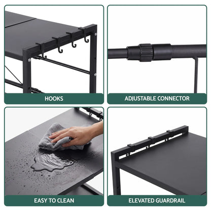 Artiss Kitchen Bakers Rack 40-60CMX78CM Metal Microwave Stand Black - Image 7