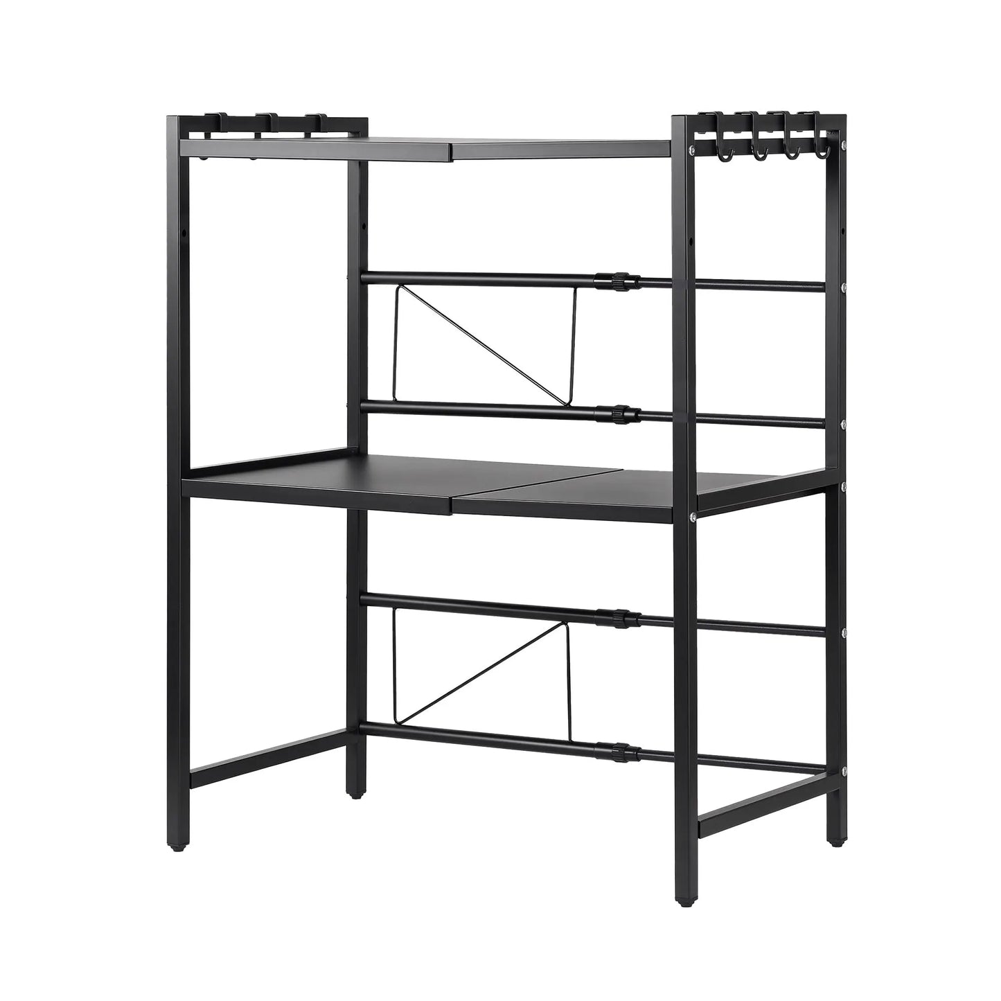 Artiss Kitchen Bakers Rack 40-60CMX78CM Metal Microwave Stand Black - Image 9