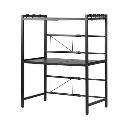 Artiss Kitchen Bakers Rack 40-60CMX78CM Metal Microwave Stand Black - Image 9