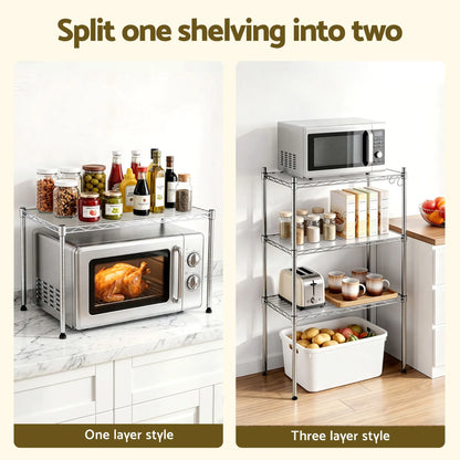 Artiss 5-Tier Kitchen Rack Shelf Shelving Unit 60x35x150CM Adjustable Metal Storage Shelves Silver - Image 8
