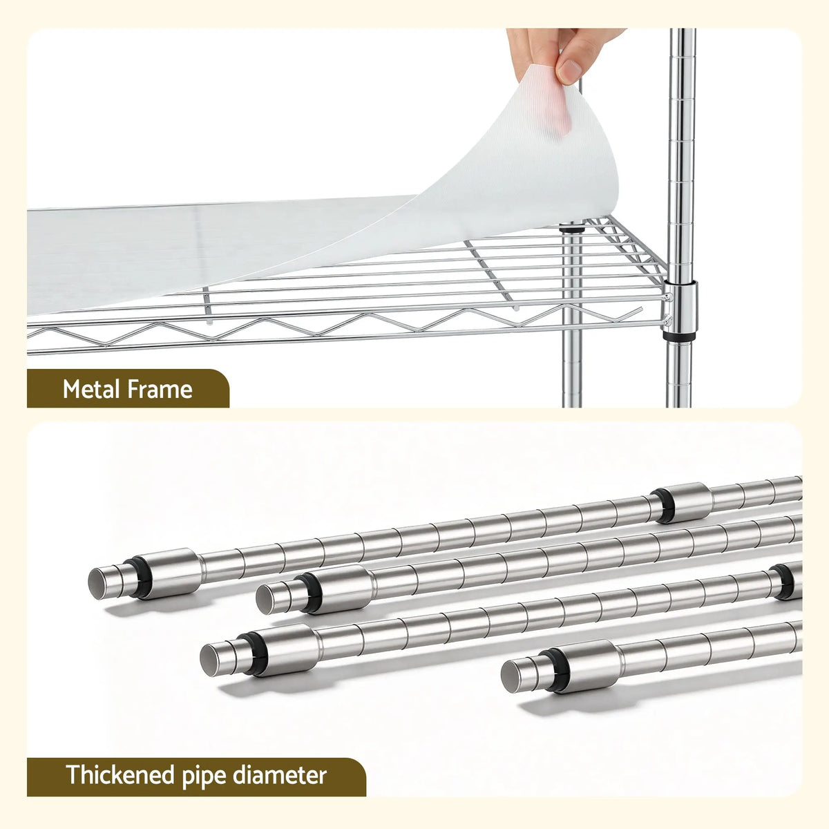 Artiss 5-Tier Kitchen Rack Shelf Shelving Unit 60x35x150CM Adjustable Metal Storage Shelves Silver - Image 9