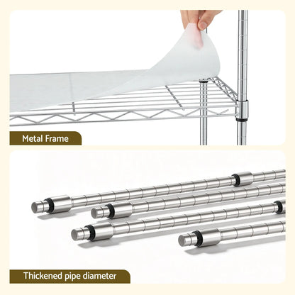 Artiss 5-Tier Kitchen Rack Shelf Shelving Unit 60x35x150CM Adjustable Metal Storage Shelves Silver - Image 9