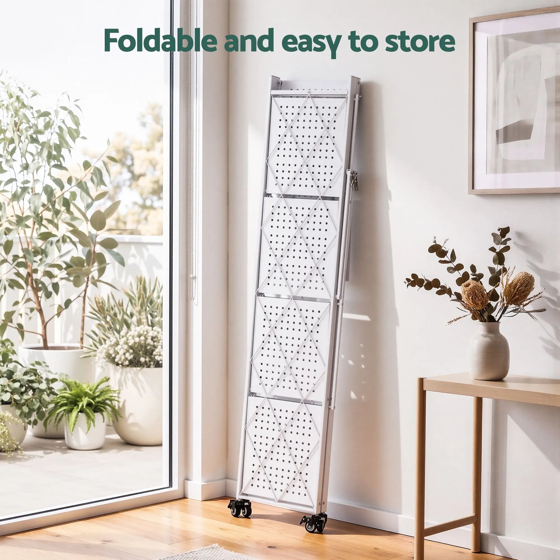 Artiss 5-Tier Foldable Kitchen Bakers Rack 71x160cm Microwave Stand White - Image 7
