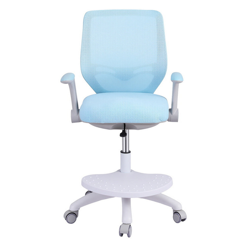 Keezi Kids Ergonomic Study Chair Adjustable w/ Wheels Footrest Blue - Image 3