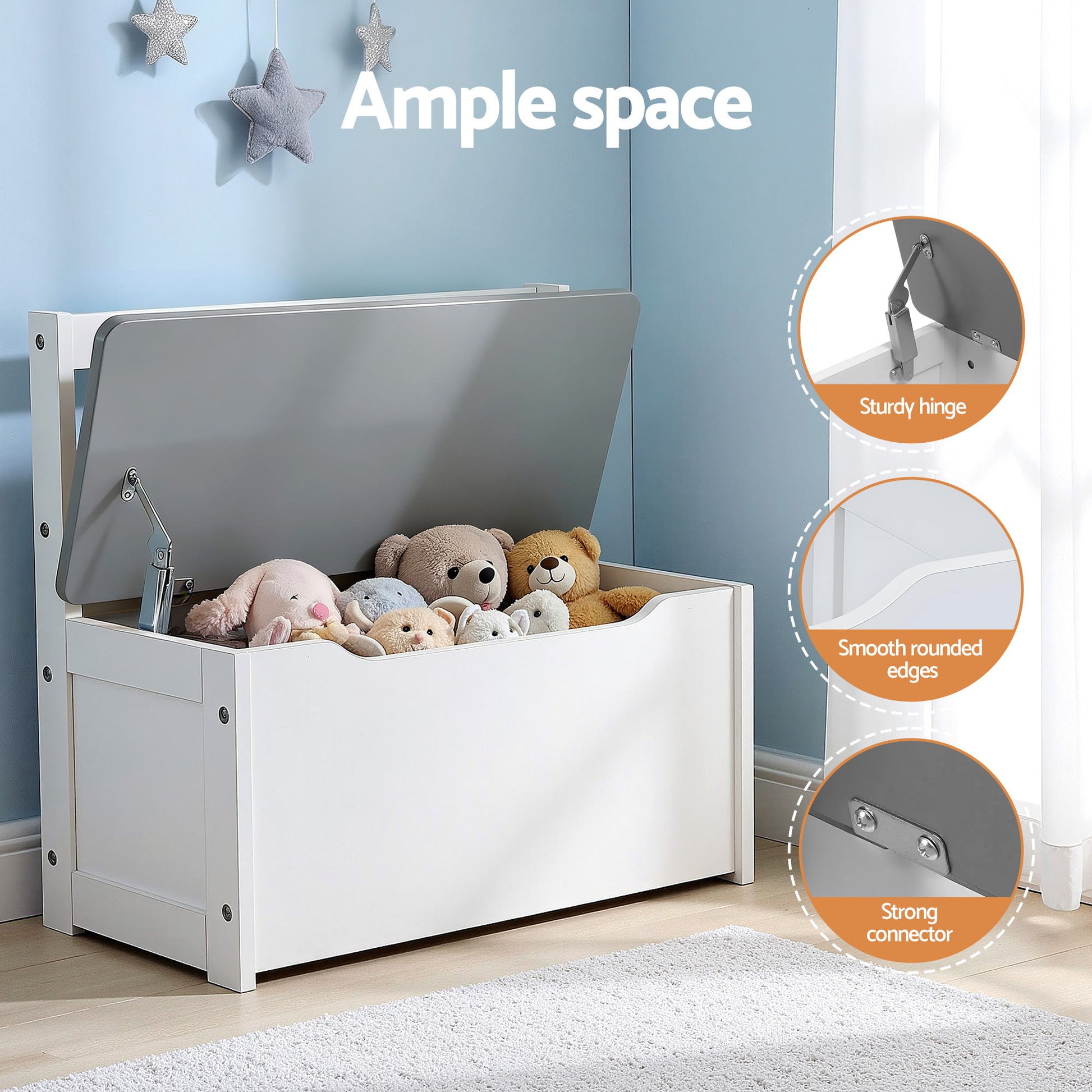 Keezi 2 in 1 Kids Table and Chair Set, Activity Table with Storage Bench and 2 Chairs for Reading, Drawing, Writing, Snack Time & Arts Crafts, 4 PCS Toddler Table and Chair Set, Grey - Image 6
