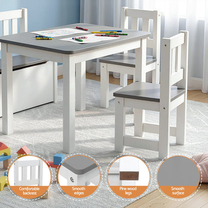 Keezi 2 in 1 Kids Table and Chair Set, Activity Table with Storage Bench and 2 Chairs for Reading, Drawing, Writing, Snack Time & Arts Crafts, 4 PCS Toddler Table and Chair Set, Grey - Image 7