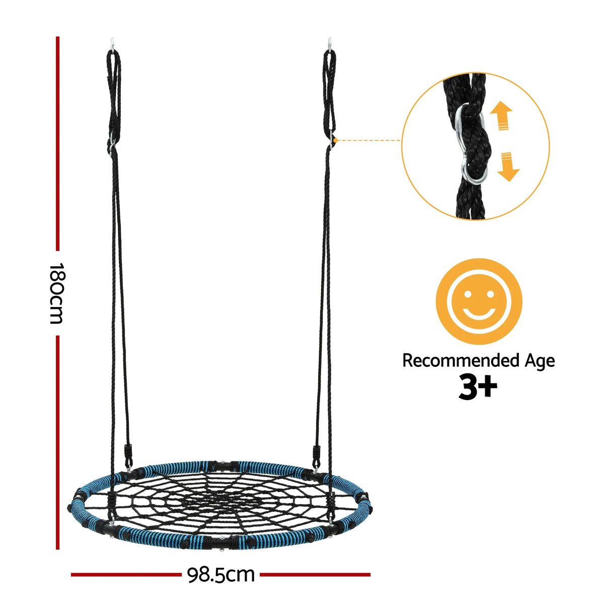 Gardeon Tree Swing Net Hammock 98.5cm for Backyard Porch Outside Playground - Image 2